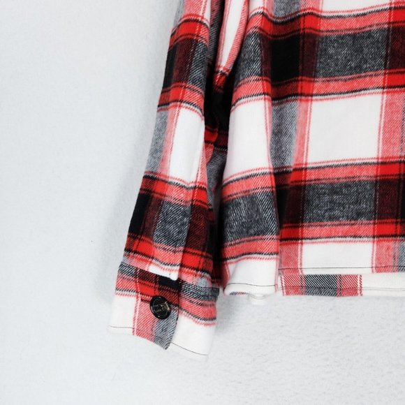 BB Dakota Shirt Jacket Womens XXL Red White Buffalo Plaid Steve Madden Shacket - Picture 10 of 11